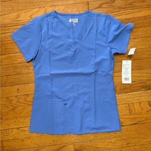 A-Flex Women's V-Neck Scrub Top in Periwinkle
